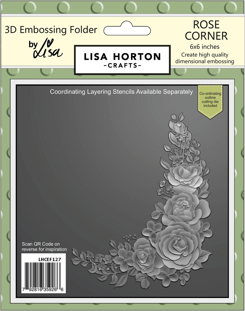 Lisa Horton --That Craft Place Lisa Horton Crafts Rose Corner 6x6 3D Embossing Folder & Die